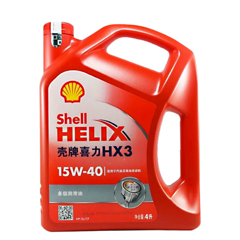 壳牌 机油 红壳HX3 15W-40红喜力矿物质机油SL汽车润滑油4L